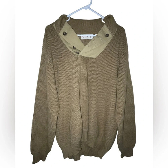 Orvis Men’s Cable Knit Mechanics Style Shawl Sweater Brown Elbow Patch Size XL - Picture 1 of 5